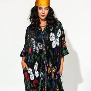 LALA Black Maxi Dress with Butterfly Print
